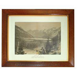 Railroad, print, Grand Trunk Pacific Railway litho on paper, Moose Lake, B.C., Canadian Rocky Mounta