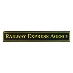 Railroad, sign, Railway Express Agency, self-framed porcelain, bend on one corner, o/wise Exc cond,