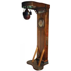 Coin-operated punching bag, Punch-A-Bag, mfgd by Mutoscope, oak cabinet, missing upper back door, Ex