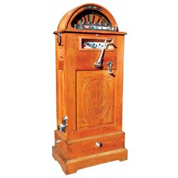 Coin-operated slot machine, Berger floor model, mfgd by Paul E. Berger Mfg. Co.-Chicago, c.1900, oak