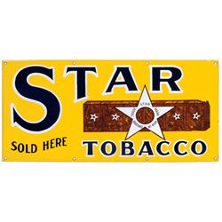 Tobacciana, sign, Star Tobacco, 4-color porcelain w/pkg graphics, Near-Mint/Mint cond, 12"H x 24"W.