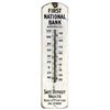 Image 1 : Advertising thermometer, First National Bank-Aurora, Ill, porcelain, made by Beach-Coshocton, O., pa