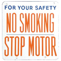 Petroliana, sign, No Smoking Stop Motor, Gulf Oil Company, 2-sided porcelain, c.1950's, both sides