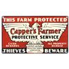 Image 1 : Farm signs (2), Capper's Farmer Protective Service-Topeka, KS, litho on metal, VG cond, 8"H x 13.75"