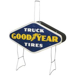 Automobilia, tire display stand, Goodyear Truck Tires, 2-sided litho on metal w/aluminum frame, insi