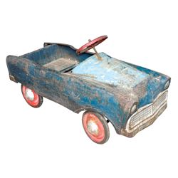 Child's pedal car, Murray, pressed steel, c.1940's, Good orig cond w/some missing trim, 23"H x 29"L