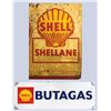 Image 1 : Petroliana, signs (2), Shell Butagas, porcelain, VG+ cond, 10"H x 29.5"W & partial Shell Shellane, m