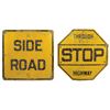 Image 1 : Automobilia, highway signs (2), Through Highway "STOP", VG+ cond & "Side Road", both stamped steel w