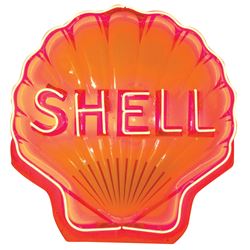 Petroliana, sign, Shell Motor Oil, neon & diecut embossed metal, Exc working cond,