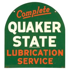 Petroliana, sign, Quaker State Complete Lubrication Service, 2-sided metal by A-M Sign, nice br