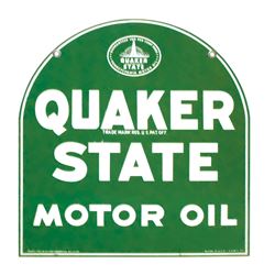 Petroliana, sign, Quaker State Motor Oil, 2-sided diecut metal, marked A.A.W. 8-63, Exc cond, 29"H x