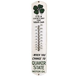 Petroliana, thermometer, Quaker State Motor Oil, metal, VG cond, 39"H x 8"W.