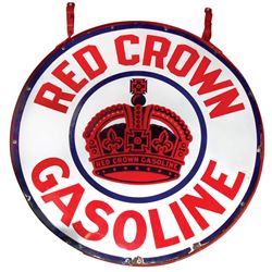 Petroliana, sign, Red Crown Gasoline, porcelain in orig frame w/brackets, Exc cond w/minor