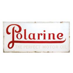 Petroliana, sign, Polarine-The Perfect Motor Oil, porcelain, VG cond, 28"H x 60"W.