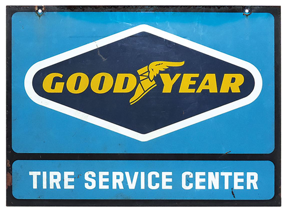 Automobilia, sign, Goodyear Tire Service Center, 2sided metal, VG+