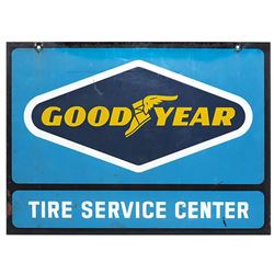 Automobilia, sign, Goodyear Tire Service Center, 2-sided metal, VG+ cond, 18"H x 24"W.