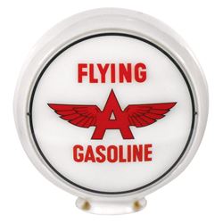 Petroliana, gasoline globe, Flying A Gasoline, wide milk glass body w/glass lenses, Near-Mint cond, 