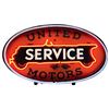 Image 1 : Automobilia, sign, United Motors Service, neon & porcelain, orig chain hanger, hard-to-find smaller 