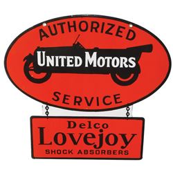 Automobilia, sign, United Motors Authorized Service, Delco Lovejoy Shock Absorbers, 2-sided diecut p