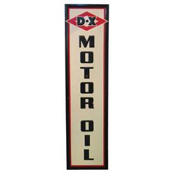 Petroliana, sign, D-X Motor Oil, self-framed metal, VG/Exc cond, 72"H x 17"W.