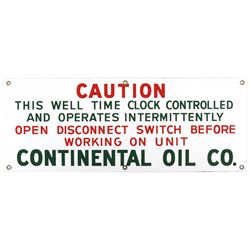 Petroliana, sign, Continental Oil Co., 3-color porcelain, Exc+ cond, 10"H x 25.75"W.