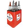 Image 1 : Petroliana, display rack & bottles (7), Mobiloil Arctic, porcelain adv panel on front & paper labels