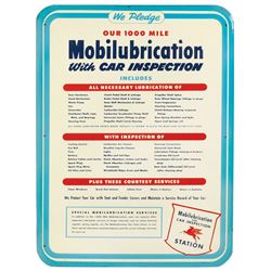 Petroliana, sign, Mobilubrication, Our 1000 mile car inspection service chart, self-framed embossed
