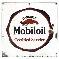 Petroliana, sign, Mobiloil Gargoyle Certified Service, porcelain, VG w/some chips, 19.