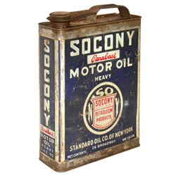 Petroliana, oil can, Socony Motor Oil, S.A.E. 40, Standard Oil Co. of New York, 1 gal w/pour spout &