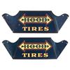 Image 1 : Automobilia, tire display, Hood Tires, litho on metal by Shonk Works-Chicago, 2-pc never-used displa