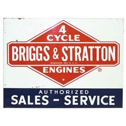 Petroliana, sign, Briggs & Stratton 4 Cycle Engines Authorized Sales-Service, 2-sided metal flange,