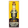 Image 1 : Automobilia, sign, Champion Spark Plug Service, litho on metal, VG+ cond, 27.5"H x 10.5"W.