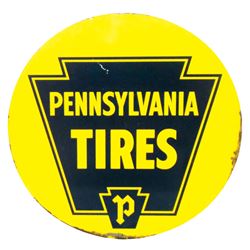 Automobilia, sign, Pennsylvania Tires, 2-sided metal, VG/Exc cond w/some paint loss on perimeter, 30