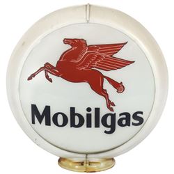 Petroliana, gasoline globe, Mobilgas, 2-pc plastic body w/glass lenses, VG cond, 16.5 H x 16 W.