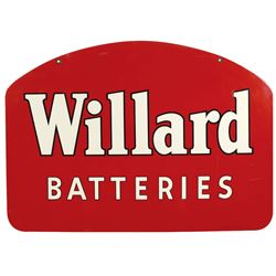 Automobilia, sign, Willard Batteries, 2-sided metal, mfgd by A-M Sign Co.-Lynchburg, VA, c.1952, VG 