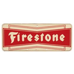 Automobilia, sign, Firestone, self-framed metal, marked MCA 228, Exc cond, 10 H x 25 W.