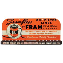 Automobilia, display racks (3), Fram Tramflex Oil Filter Lines, metal w/labeled slots for product, c