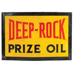 Petroliana, sign, Deep-Rock Prize Oil, self-framed embossed metal, Stout Sign Co.-St. Louis, VG cond