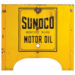 Petroliana, signs, Sunoco Motor Oil (sides for bottle rack holder), porcelain, Good+ cond, 18 H x 19