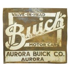 Automobilia, sign, Buick Motor Cars-Aurora Buick Co.-Aurora, IL, metal, weathered cond w/a good look