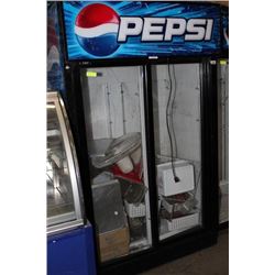 PEPSI 2 SLIDING DOOR COOLER W/ CONTENTS