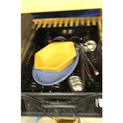 TRAY W/ LADELS, BOWLS ETC.