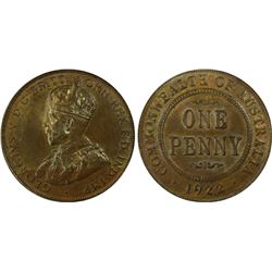 1922 Australian KGV Penny - PCGS MS63BN