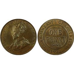 1922 Australian KGV Penny - PCGS MS63BN