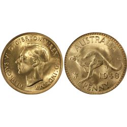 1948(M) Australian KGVI Penny - PCGS MS65RD