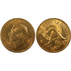 1949(M) Australian KGVI Penny - PCGS MS65RB