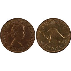 1956(P) Australian QEII Penny - PCGS MS63RB