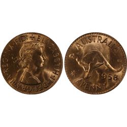 1958(M) Australian QEII Penny - PCGS MS64RD