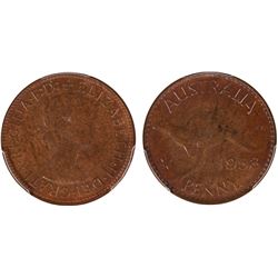 1958(P) Australian QEII Penny - PCGS MS65BN