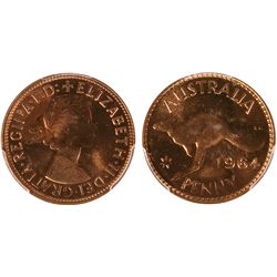 1964(M) Australian QEII Penny - PCGS MS64RD